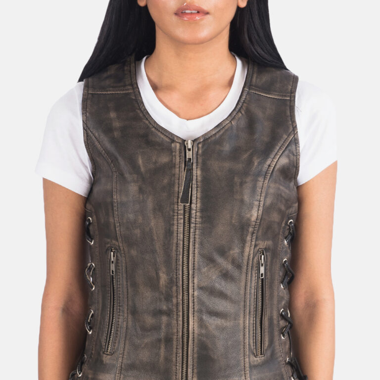 Womens Vanda Distressed Brown Leather Biker Vest_5602 copy-9-1623150972491